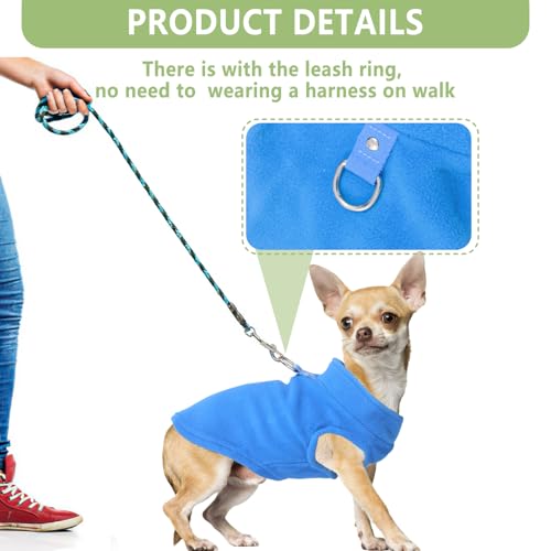 2 Pack Dog Sweater with Leash Ring (blue,green / Small(4-6lbs))