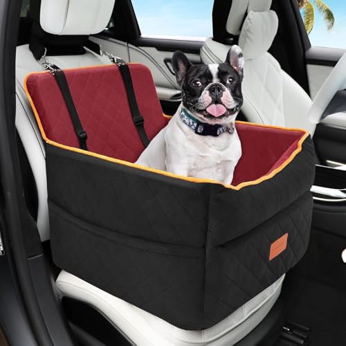 Dog Car Seat for Small Medium Dogs (Black/red)