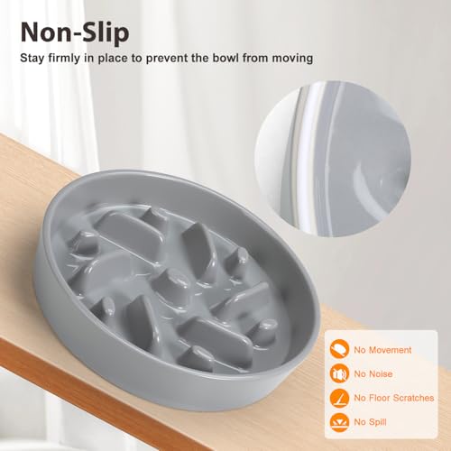 Ceramic Slow Feeder Dog Bowl (Maze - Grey / 2 Cups)
