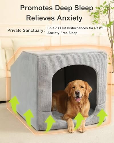 Indoor Dog House Extra Large Sized Dog Tent with Cave Bed 42x30ins (XX-Large (42"L x 30"W x 30"Th))