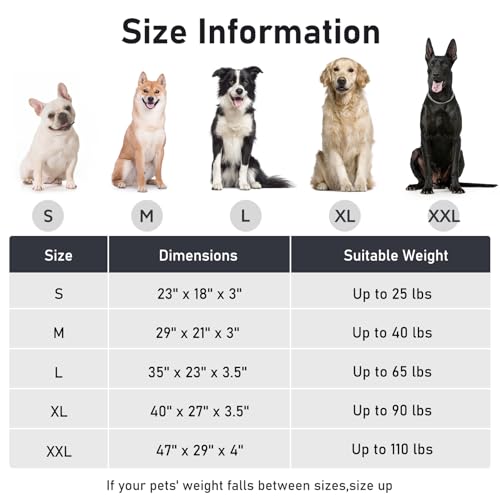 Washable Dog Bed Large Sized Dogs (Black / 35.0"l x 23.0"w x 3.5"th)