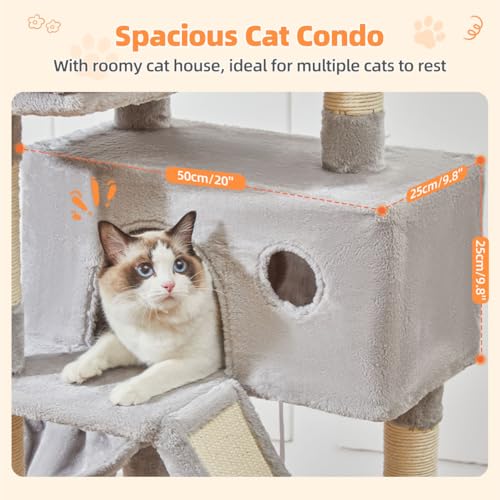 Sturdy Cat Tree (Light Gray / 57.5 Inches)