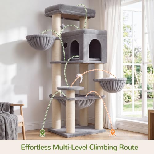 Cat Tree Tower with 12 Extra (Light Grey / XL)
