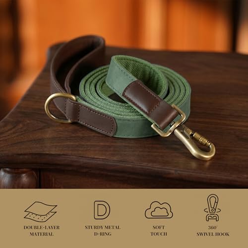 PU Leather Dog Leash for Large Dogs (Green / 1"x 6FT)