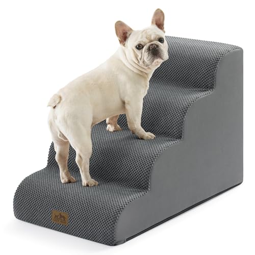 Wide Dog Stairs for Small Dog 19.7" H (Dark Grey / Wide:17.7"x28"x19.7")