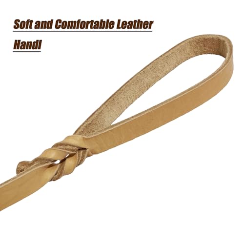 Leather Dog Leash (4ft x 1/2 inch / Tan)