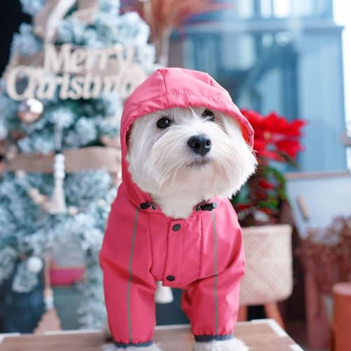 Dog Raincoat Waterproof Dog Rain Jacket with Hood (Pink / Large)