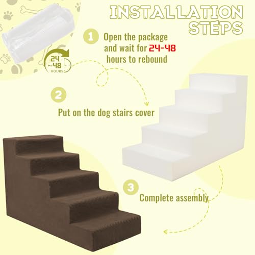 Dog Stairs for Small Dog and Cats (brown / 16.5" x 34" x 23")