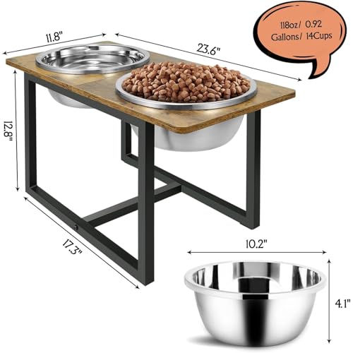 Elevated Dog Bowls (Rustic Brown)