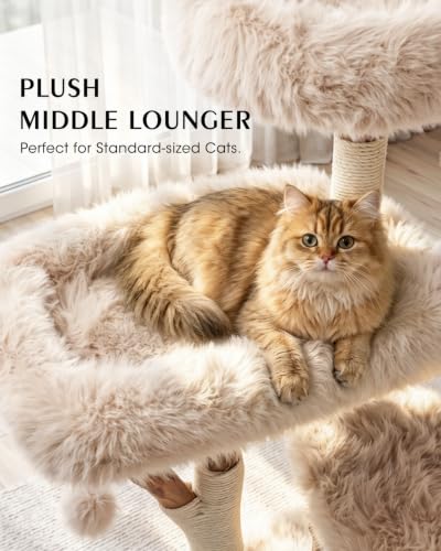 Solid Wood Cat Tree (Yellowish Brown)