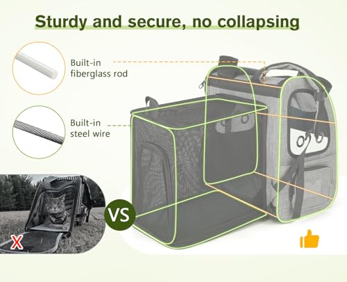 Cat Backpack Expandable (Grey / 12.6"L x 10.2"W x 16.5"H)