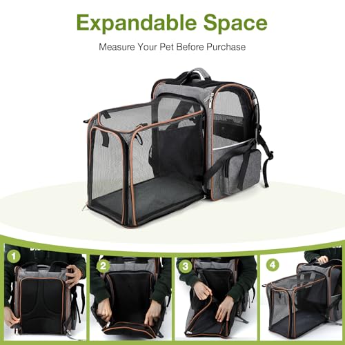 Extra Large Cat Backpack Carrier Expandable Pet Carrier Backpack for Small (Grey)