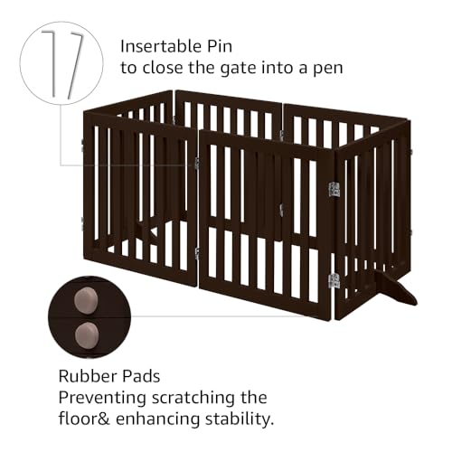 120" Extra Wide Pet Gate and Pet Playpen Combination for Dog Cat (Espresso / 120"W×24"H)