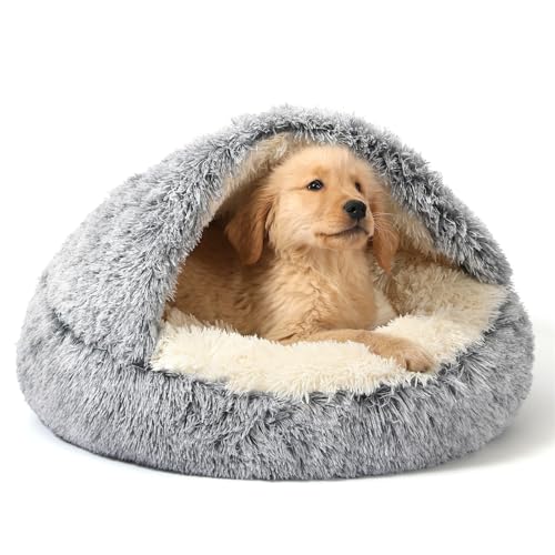 Hooded Donut Bed (Gradient Dark grey / Large 27.5'')