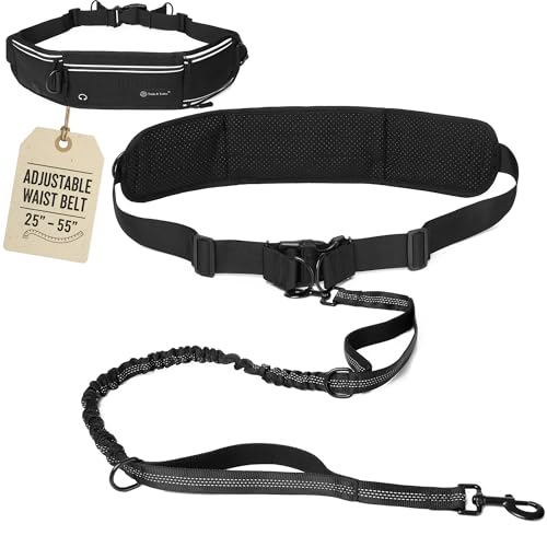 Hands Free Dog Leash for One Dog Up to 125 lb (Black / One Dog)