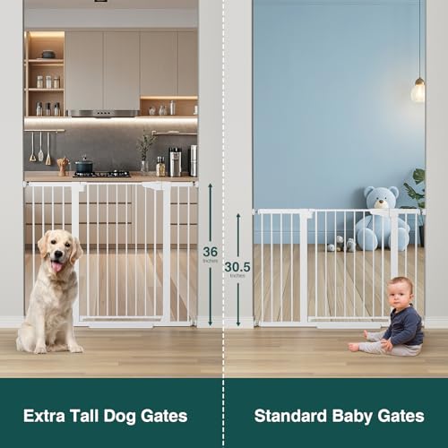 36" Extra Tall Baby Gate for Stairs (White / 30-48"W x 36"H)