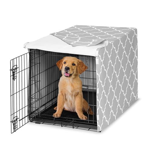 36in. Medium Dog Crate Cover (Grey and White Trellis / 36.0"L x 23.5"W x 24.0"H)