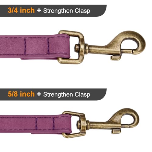 PU Leather Dog Leash for Small Dogs (Purple / 5/8''x 5FT)