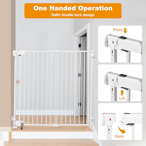 No Bottom Bar Baby Gate (White / 51.18inch)