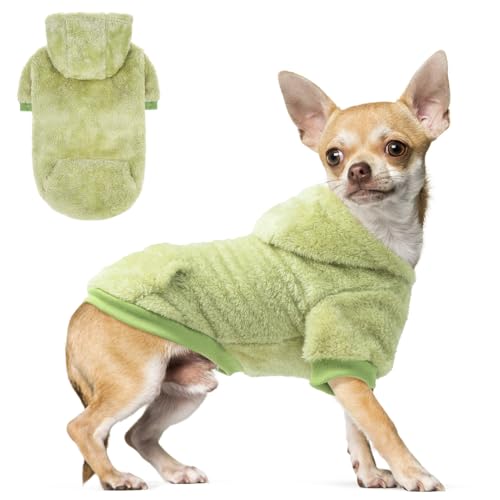 Fleece Dog Sweaters Hoodie for Small Medium Large Dogs Girls Boys (X-Small / Green)