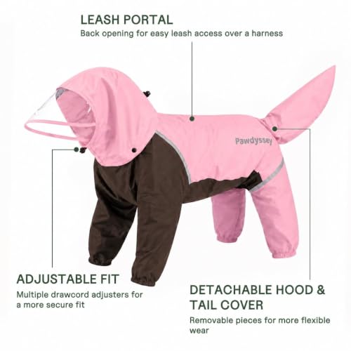 Full Body Dog Raincoat with Detachable Hood (Cherry Blossom Pink / Small)