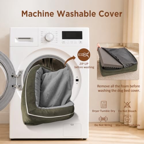 Waterproof Orthopedic Dog Bed for Medium Size Dog (30.0"L x 20.0"W x 7.0"Th / Dark Green)