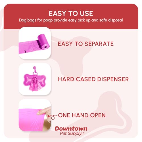 Poop Bags for Dogs with Dispenser (180 Count (Pack of 1) / Pink)