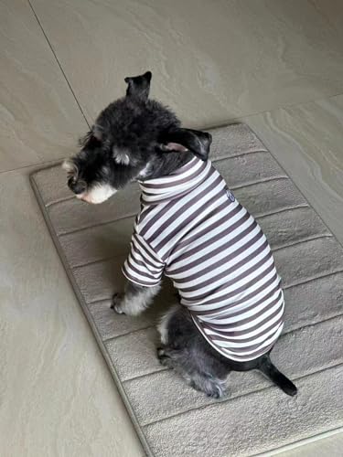 Turtleneck Dog Shirt Cute Doggie Embroidery Super Soft Dog Sweatshirt Stretchy Striped Puppy Pullover for Cats Small Medium Large Dogs (Brown Striped / Small)