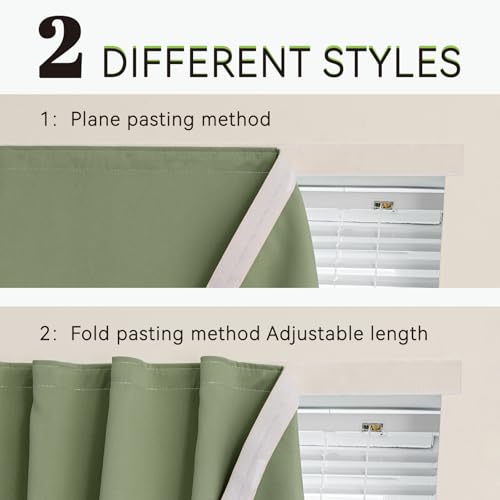 Self Adhesive Blackout Curtains (Sage Green / 35"W x 59"L (Pack of 1))