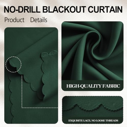 Self Adhesive Blackout Curtains (Dark Green / 47"W x 59"L (Pack of 1))