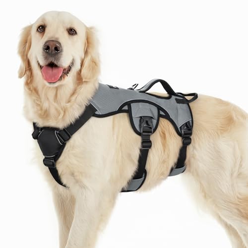 Escape Proof Dog Harness for Large (Grey / Large)