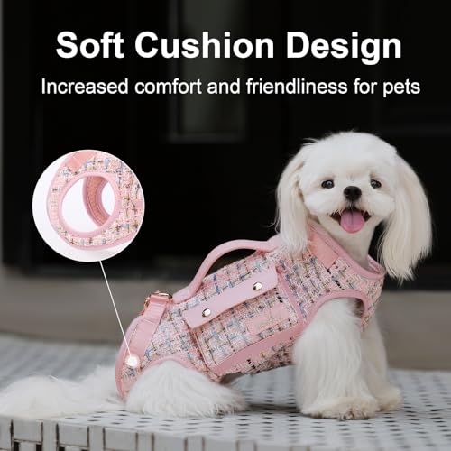 Dog Lift Harness Dog Carrier Sling for Small Dogs & Cats (Large(11-16 LBS) / 2.0 Pink)