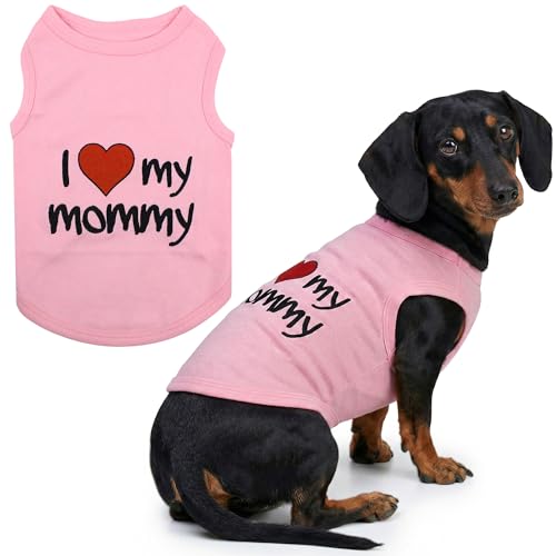 I Love My Mommy Dog Shirt 100% Cotton Shirts for Large Dogs (X-Large (18-25lbs))