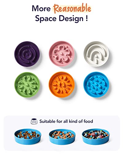 Ceramic Slow Feeder Dog Bowls Small Breed (Vortex Blue / S-0.6 Cups)