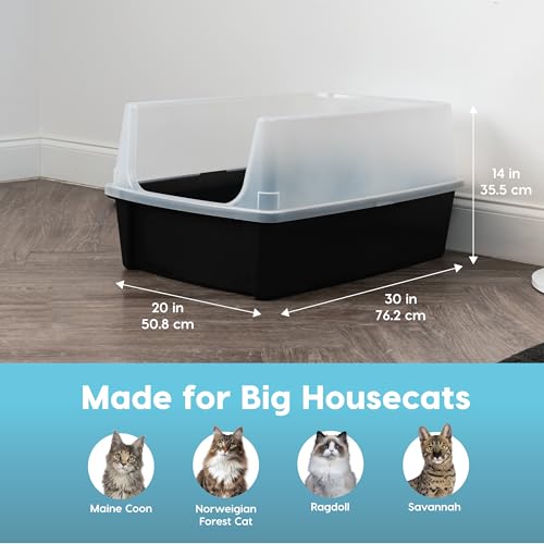XX Large High Sided Cat Litter Box (XXL / Black)