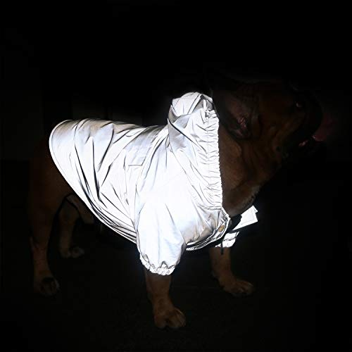 Dog Cold Weather Coats Reflective Safety Jackets Water Resistant Raincoats All Made Up of High Reflection Fabric Keep Dogs Visible for French English Bulldog Bully Pitbull (Silver / Small ( 5 - 15 lbs ))