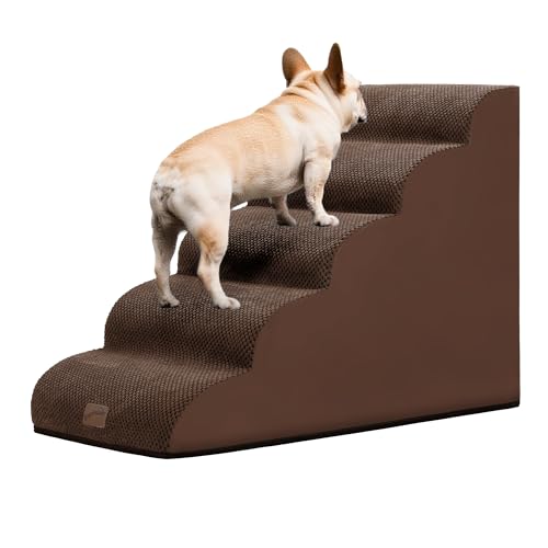 Ramp Dog Stairs for High Beds 22.6" H (Brown / 5-Step (33"D x 15.7"W x 22.6"H))