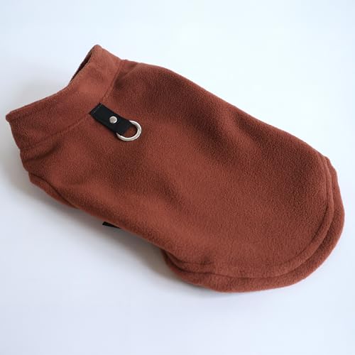 Dog Fleece Vest Sweater with Leash Ring (S (4-6lbs) / Chocolate Brown)