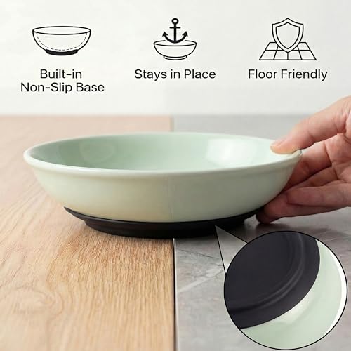Ceramic Cat Food Bowls 6 Pack (Solid - Pads Attached)