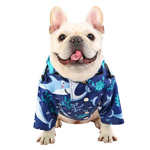 Premium 2 Layer Zip Dog Raincoat Poncho w (Large / Sharks)
