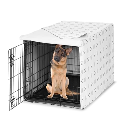48in. Large Dog Crate Cover (White and Black Hatch / 48.0"L x 30.5"W x 32.5"H)