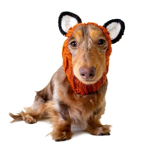 Fox Costume Knit Dog Snood Ear Wrap for Pets (Small)