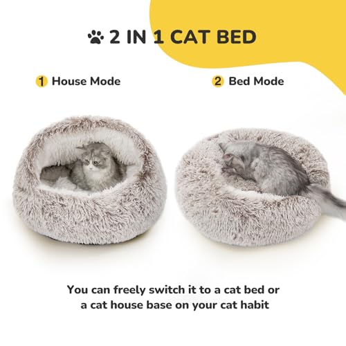 Cat Bed Cat Beds for Indoor Cats with Covered Hooded (21.0"L x 21.0"W x 15.0"Th / coffee)