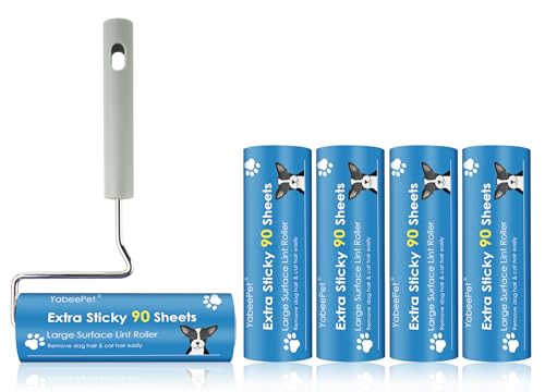 Extra Sticky Large Surface Lint Roller (1 Roller + 4 Refills)