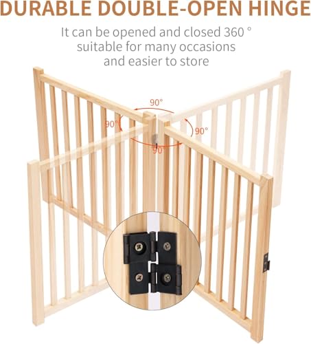 Non Painted Wooden Freestanding Dog Gates (【2 Panel x 2PC】-23“ H)