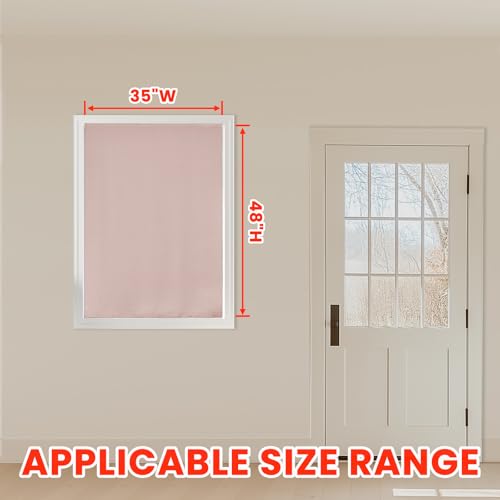 100% Blackout Self Adhesive Curtains Small Window Short Temporary Black Out Curtains Easy to Install Used for Bedroom Kitchen Window Cover (Pink/ Thickened / 35"W x 48"L (Pack of 1))