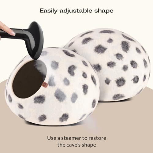 Cat Cave Merino Wool Bed for Indoor Cats (Snow Leopard / Medium)