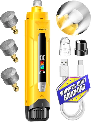 Whisper Quiet Dog Nail Grinder 50%More Power for Sensitive Dogs (Yellow)