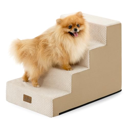 Dog Stairs for Small Dogs (Beige / 15.7x23.6x17.7 inch)