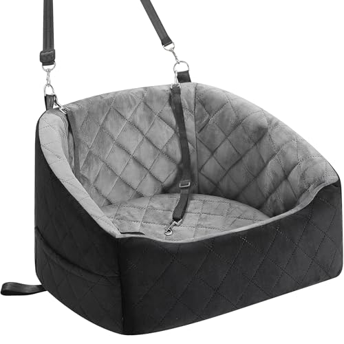 Dog Car Seat for Small Dogs Up to 30 Lbs (Grey-Black / Small)